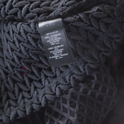 Pre Owned Self Portrait Black Purl Knit Pattern Lace Ruffle Trim Cold Shoulder Top M