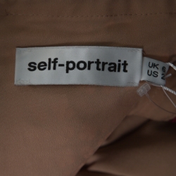 Pre Owned فستان سيلف بورتريت قصة مميزة مكشكش بلا أكتاف دانتيل أحمر S