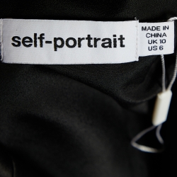 Pre Owned Self-Portrait Black Crepe Midi Pleated Belted Dress M