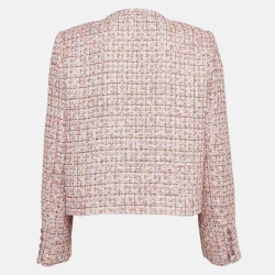 Pre Owned Self-Portrait Pink Bouclé Crop Jacket M