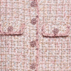 Pre Owned Self-Portrait Pink Bouclé Crop Jacket M