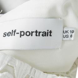 Pre Owned Self Portrait White Sculptured Tear Drop Peplum Dress M