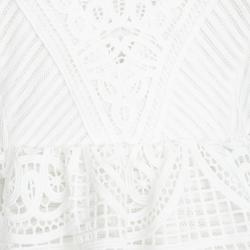 Self Portrait White Lace Trim Detail Sleeveless Peplum Dress M