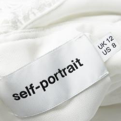 Self Portrait White Lace Trim Detail Sleeveless Peplum Dress M