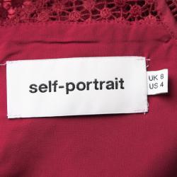 مملوكة مسبقًا Self Portrait Raspberry Red Hall Lace Long Sleeve Dress S