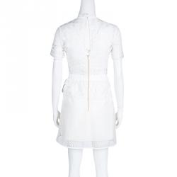 Pre Owned Self Portrait White Sculptured Tear Drop Peplum Dress M