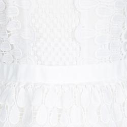 Pre Owned Self Portrait White Sculptured Tear Drop Peplum Dress M