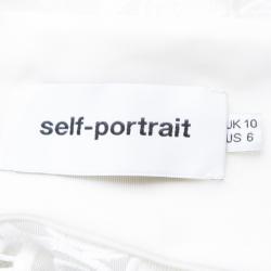 Pre Owned Self Portrait White Sculptured Tear Drop Peplum Dress M