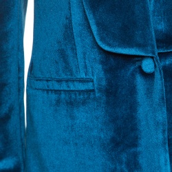 Pre Owned Self Portrait Peacock Blue Velvet Tailored Blazer S
