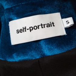 Pre Owned Self Portrait Peacock Blue Velvet Tailored Blazer S