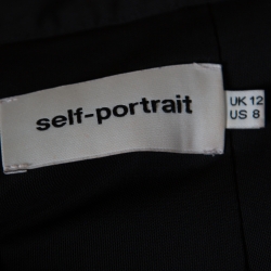 Pre Owned Self Portrait Black Floral Guipure Lace Peplum Mini Skirt M