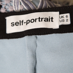 Pre Owned Self Portrait Dove Grey Floral Cutout Embroidered Guipure Lace Skirt S