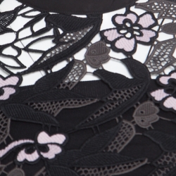 مملوكة مسبقًا Self Portrait Black Vine Guipure Sheer Lace Blouse M