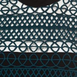 Pre Owned Self Portrait Teal Green Embroidered Lace Column Midi Dress M