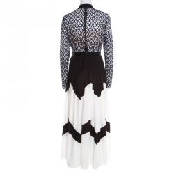 مملوكة مسبقًا Self Portrait Monochrome Sweetheart Lace Long Sleeve Maxi Dress M