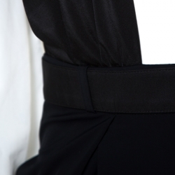 Pre Owned Self Portrait Monochrome Cross Front Neck Belted Jumpsuit M 