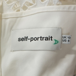 Pre Owned Self Portrait White Star Lace High Neck Mini Dress M