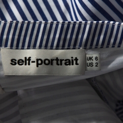 Pre Owned فستان سيلف بورتريت فضفاض غير متماثل قطن مخطط أزرق S