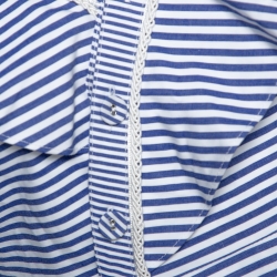 Pre Owned فستان سيلف بورتريت فضفاض غير متماثل قطن مخطط أزرق S