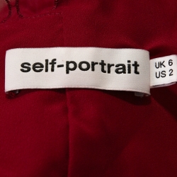 مملوكة مسبقًا Self-Portrait Maroon Embroidered Lace One Shoulder Dress S