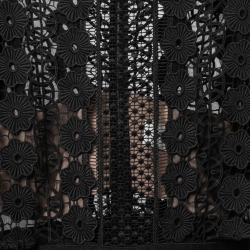 Pre Owned Self-Portrait Black Guipure Lace & Cotton Jumpsuit M