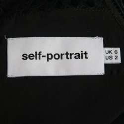 Pre Owned فستان سيلف بورتريت هال دانتيل غوبير أسود قصير مقاس وسط (ميديوم)