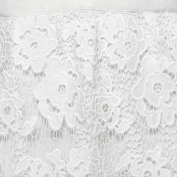 Pre Owned Self-Portrait White Guipure Lace Abstract Midi Dress M
