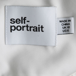 Pre Owned Self-Portrait White Guipure Lace Abstract Midi Dress M