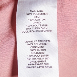 Pre Owned Self-Portrait Pink Guipure Ruffle One Shoulder Mini Dress S