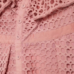 Pre Owned Self-Portrait Pink Guipure Ruffle One Shoulder Mini Dress S