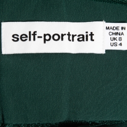 Pre Owned Self-Portrait Green Floral Lace Overlay Maxi Dress S