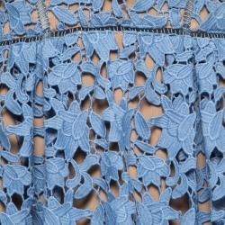 Pre Owned Self-Portrait Blue Lace Spaghetti-Strap Midi Dress L