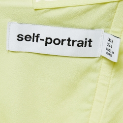 مملوكة مسبقًا Self-Portrait Lime Yellow Stretch Jersey Cut-Out Ruched Mini Dress S