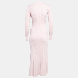 Pre Owned Self-Portrait Pink Viscose Rib Knit Midi Dress S