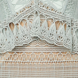 Pre Owned Self- Portrait Mint Green Lace Mini Dress S