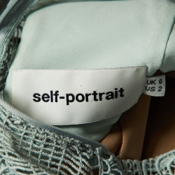 Pre Owned Self- Portrait Mint Green Lace Mini Dress S