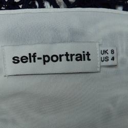 Pre Owned Self-Portrait White/Blue Lace Mini Dress S