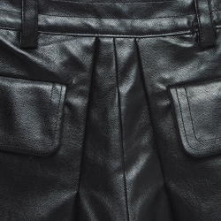 Pre Owned Self-Portrait Black Lace Trim Faux Leather Shorts XS