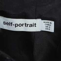 Pre Owned Self-Portrait Black Lace Trim Faux Leather Shorts XS