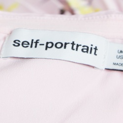 Pre Owned Self-Portrait Pink Floral Print Satin Tiered Plisse Midi Dress M