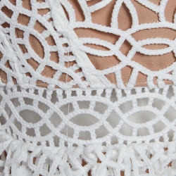 Pre Owned Self-Portrait White Guipure Lace Tiered Mini Dress M