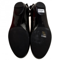Pre Owned Sergio Rossi Black Patent Leather Bow Detail Ballet Flats Size 38