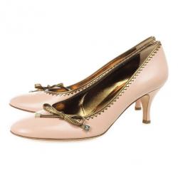 Pre Owned Sergio Rossi Pink Leather Bow Pumps Size 40