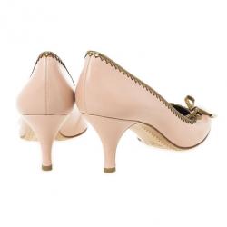 Pre Owned Sergio Rossi Pink Leather Bow Pumps Size 40