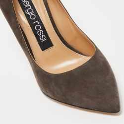 Pre Owned Gianvito Rossi Grey Suede Pointed Toe Pumps Size 36