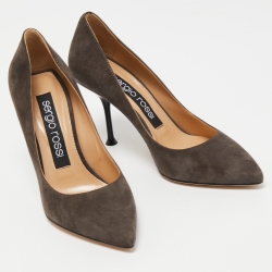 Pre Owned Gianvito Rossi Grey Suede Pointed Toe Pumps Size 36
