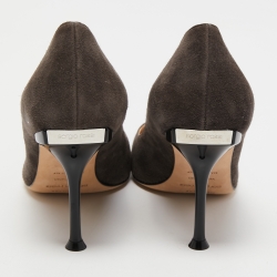 Pre Owned Gianvito Rossi Grey Suede Pointed Toe Pumps Size 36