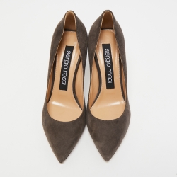 Pre Owned Gianvito Rossi Grey Suede Pointed Toe Pumps Size 36