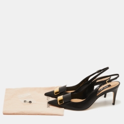 مملوكة مسبقًا Sergio Rossi Black Leather Slingback Pumps Size 38