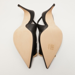 مملوكة مسبقًا Sergio Rossi Black Leather Slingback Pumps Size 38